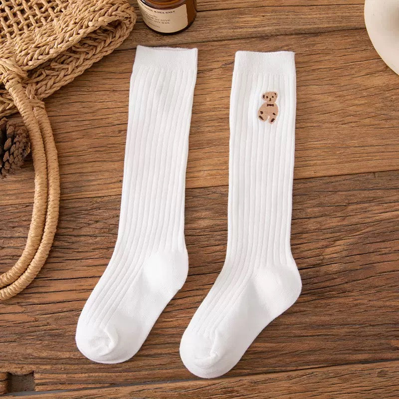 Cute Kids Sock Lovely Fashion Cartoon Bear Knee High Sock for Toddler Girl Spring Autumn Thin Cotton Children Calf Sock