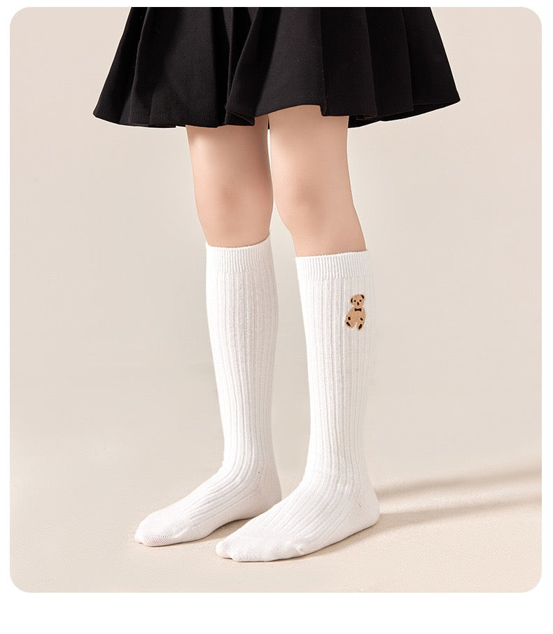 Cute Kids Sock Lovely Fashion Cartoon Bear Knee High Sock for Toddler Girl Spring Autumn Thin Cotton Children Calf Sock