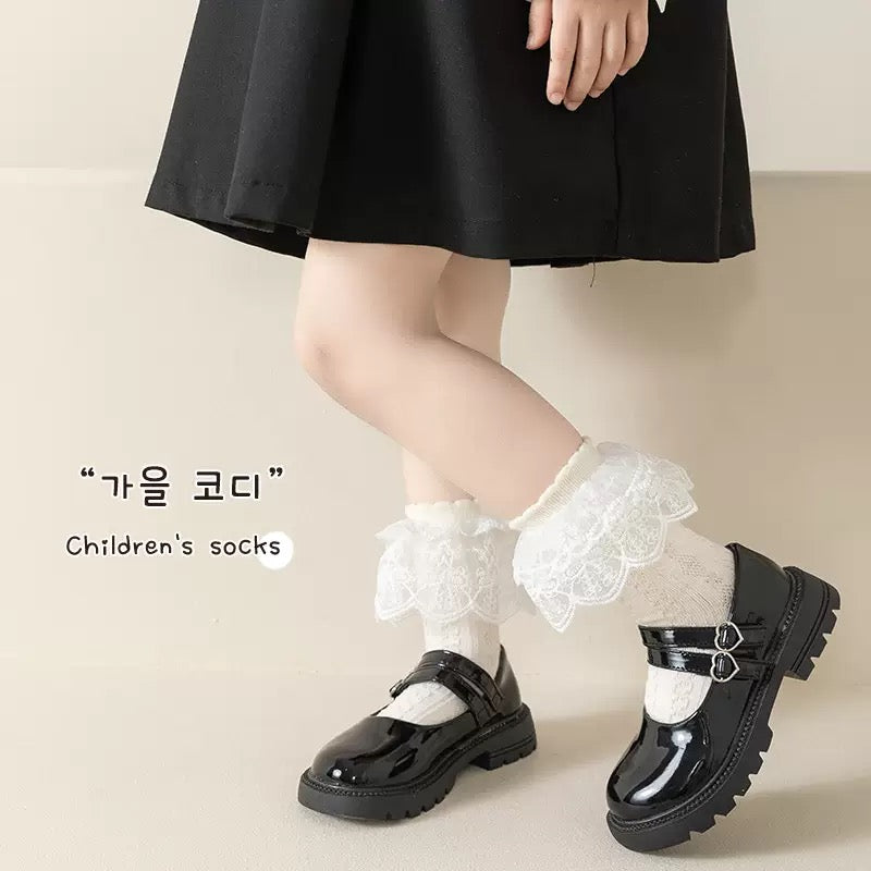 Lot Summer Girls Socks Baby Kids Ruffle Sock Cute Children Frilly White Black Lace Cotton Socks For 3-12Years