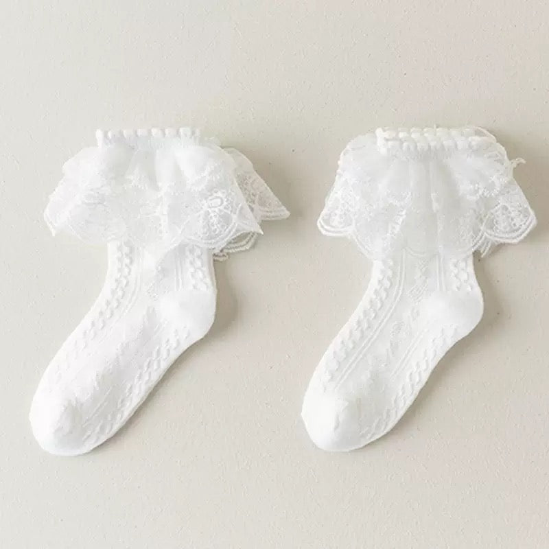 Lot Summer Girls Socks Baby Kids Ruffle Sock Cute Children Frilly White Black Lace Cotton Socks For 3-12Years