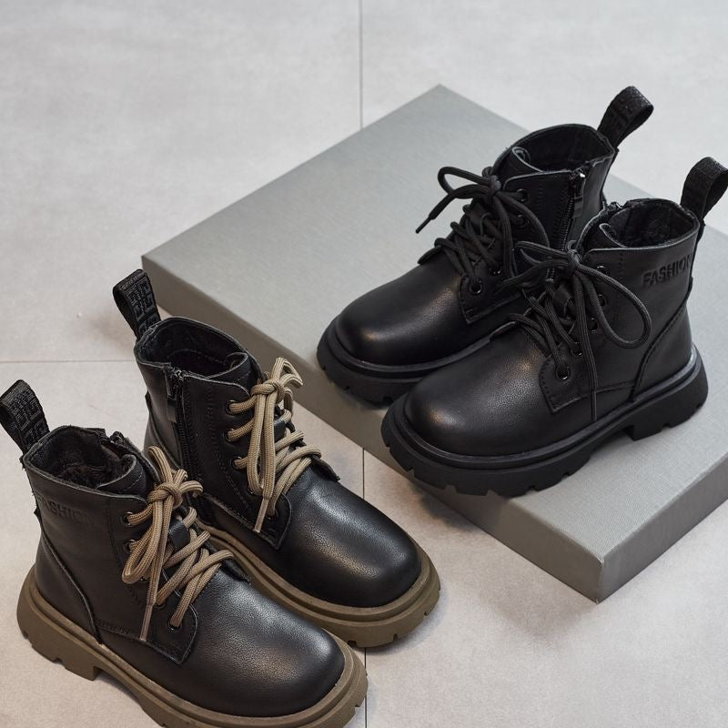 Black Boots for Baby Girls Shoes Boys Shoes Kids Girls' Shoes Autumn Kids Leather Boots Waterproof Children Ankle Boots