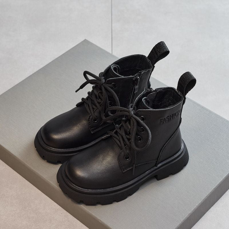 Black Boots for Baby Girls Shoes Boys Shoes Kids Girls' Shoes Autumn Kids Leather Boots Waterproof Children Ankle Boots