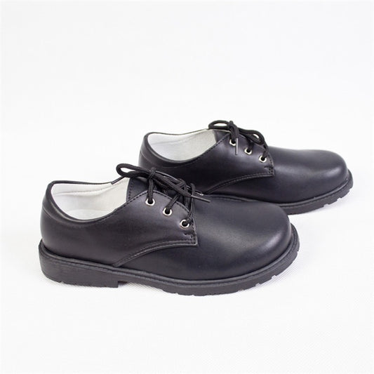 Black Leather shoes for Children school students footwear lace-up shoes