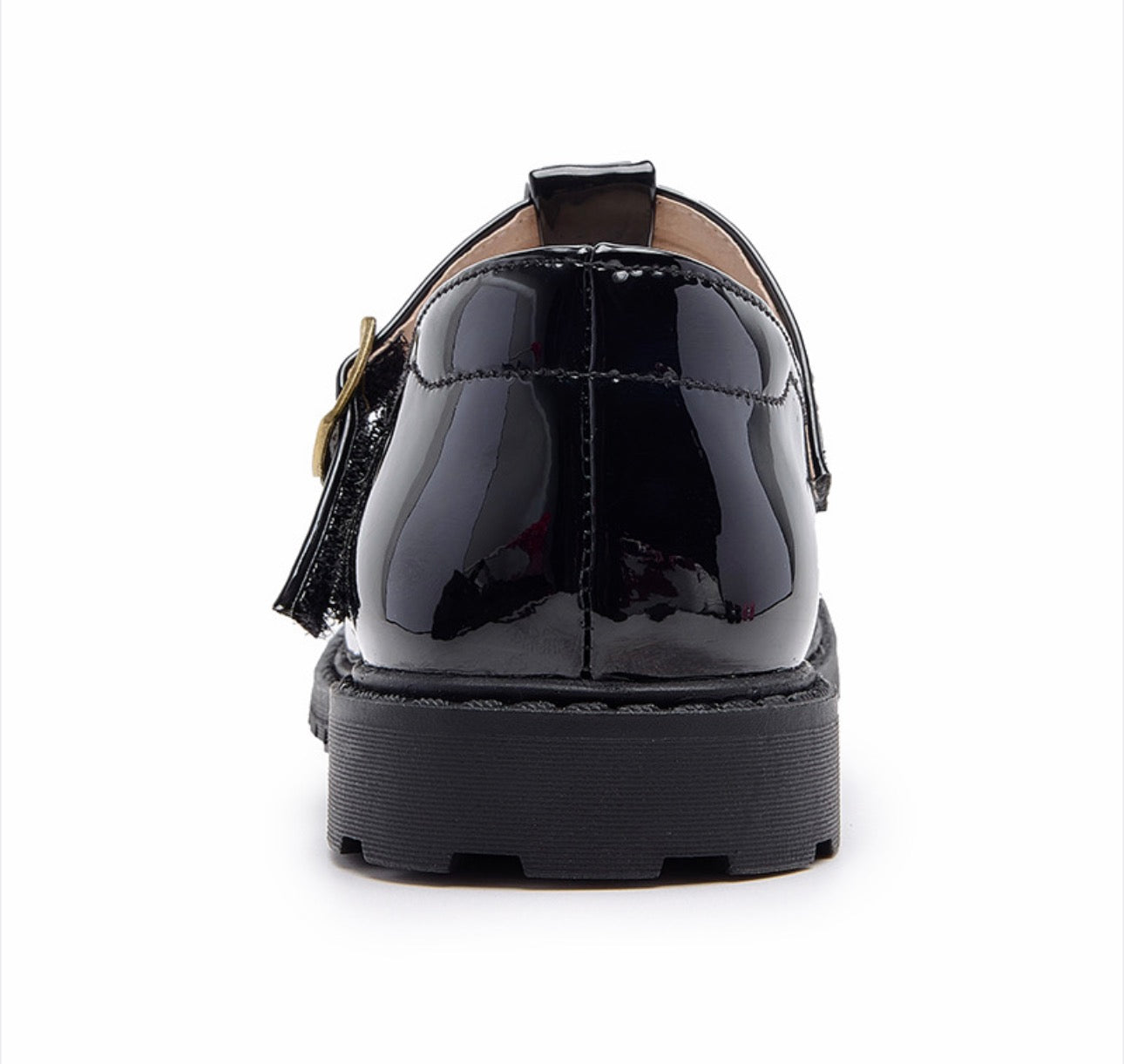 Girls’ Black Patent T-Bar School Shoes with Arch Support