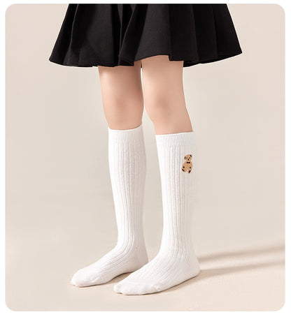 Cute Kids Sock Lovely Fashion Cartoon Bear Knee High Sock for Toddler Girl Spring Autumn Thin Cotton Children Calf Sock