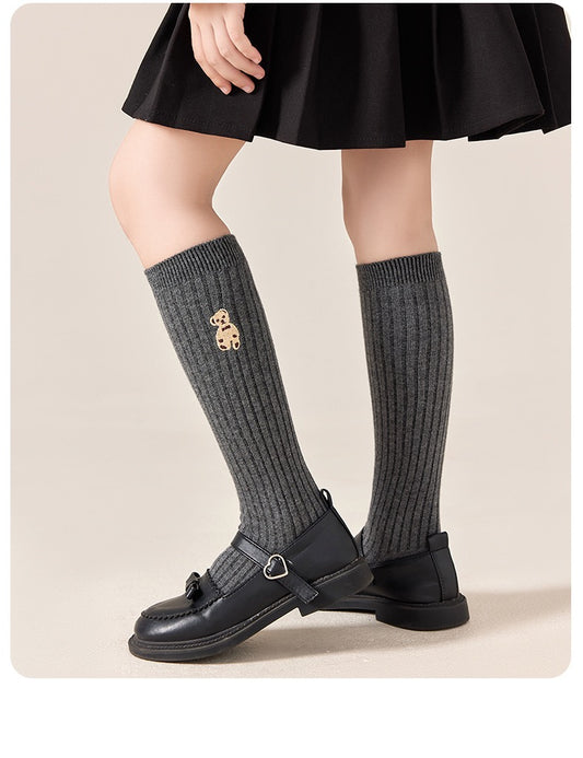 Cute Kids Sock Lovely Fashion Cartoon Bear Knee High Sock for Toddler Girl Spring Autumn Thin Cotton Children Calf Sock