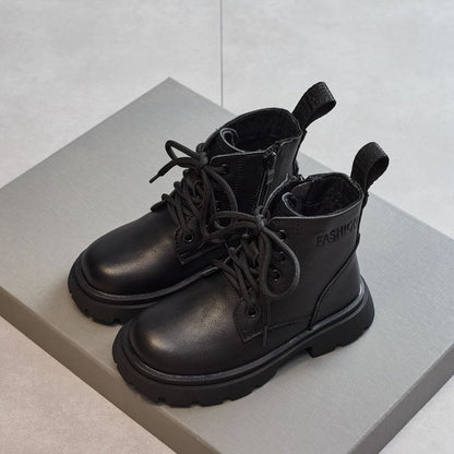 Black Boots for Baby Girls Shoes Boys Shoes Kids Girls' Shoes Autumn Kids Leather Boots Waterproof Children Ankle Boots