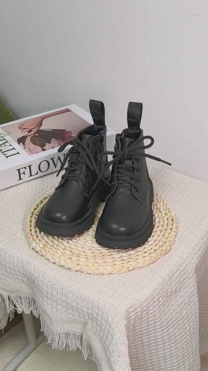 Black Boots for Baby Girls Shoes Boys Shoes Kids Girls' Shoes Autumn Kids Leather Boots Waterproof Children Ankle Boots